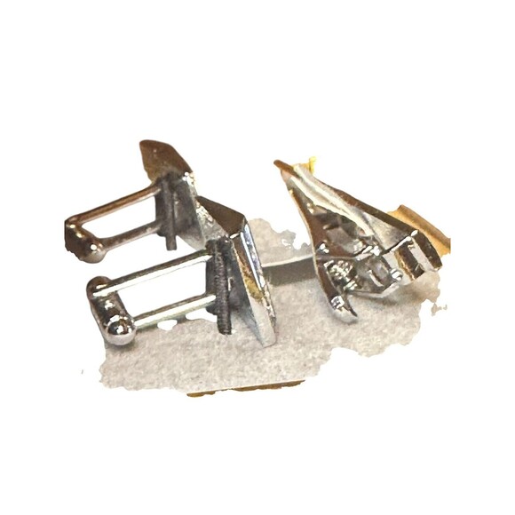 NIB Stacey Adams cufflinks Tie Clip Silver Tone Rhinestones - Picture 8 of 16